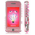 100% Brand New Hearts Bling Hard Plastic Case For Samsung S5230 Pink