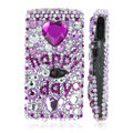 100% Brand New Purple 3D Crystal Bling Hard Plastic Case For Sony Ericsson Vivaz