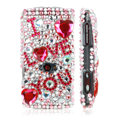 100% Brand New Pink Love Crystal Bling Hard Plastic Case For Sony Ericsson Vivaz