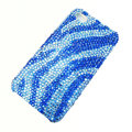 Zebra iphone 4G case bling crystal cover - blue