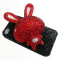 Rabbit Crystal bling case for iphone 4G - red rabbit