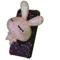 Rabbit bling Crystal case for iphone 4G - light pink rabbit