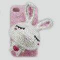 Rabbit bling Crystal case for iphone 4G - white rabbit