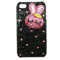 Rabbit Crystal bling case for iphone 4G - pink EB009