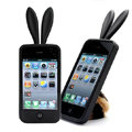 Rabbit ears Silicone case for iphone 4G - black