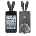 Rabbit ears Silicone case for iphone 4G - transparent black
