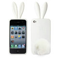 Rabbit ears Silicone case for iphone 4G - white