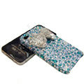 S-warovski crystal bling Butterfly case for iphone 4 - cyan