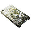 S-warovski crystal bling Flowers case for iphone 4 - black