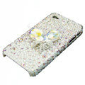 S-warovski crystal bling Flowers case for iphone 4 - white