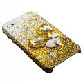 S-warovski crystal bling Flowers case for iphone 4 - yellow