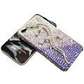 Bling S-warovski Crystal Gecko Case for iphone 4 - purple