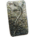 Bling S-warovski crystal Gecko case for iphone 4 - black EB005