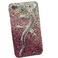 Bling S-warovski crystal Gecko case for iphone 4 - pink EB002