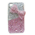 Butterfly knot bling crystal case for iphone 4 - pink