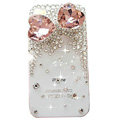 Bowknot S-warovski bling big crystal case for iphone 4G - pink