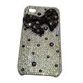 Bowknot cartoon bling crystal diamond case for iphone 4G - purple