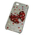 Bowknot cartoon bling crystal diamond case for iphone 4G - red