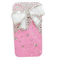 Bowknot S-warovski bling crystal case for iphone 4G - pink