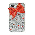 Bowknot S-warovski bling crystal case for iphone 4G - red