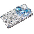 Bowknot crystal bling case for iphone 4G - blue