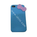Brand New Bowknot Silicone case for iphone 4G - blue