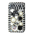 Brand New flowers bling crystal case for Samsung i9000 - black