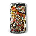 Flower bling crystal case cover for HTC G7 - gold