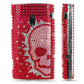Skull bling crystal case for Sony Ericsson X10 - red