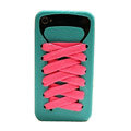 ISHOES Shoelace silicone cases covers for iPhone 4G - blue