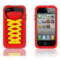 ISHOES Shoelace silicone cases covers for iPhone 4G - red