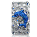 Bling Dolphin crystal cases covers for iPhone 4G - blue