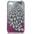 Bling Peacock S-warovski crystal cases for iPhone 4G - Silver