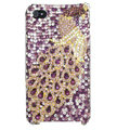 Bling Peacock S-warovski crystal cases skin for iPhone 4G - Purple