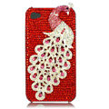 Bling Peacock S-warovski crystal cases skin for iPhone 4G - Red