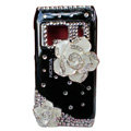 Bling Flowers Crystals Hard Plastic Cases Covers For Nokia N8 - Black