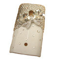 Bling bowknot Crystals Hard Plastic Cases Covers For Sony Ericsson X10i - White