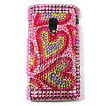 Bling Heart Crystals Hard Cases Covers For Sony Ericsson X10i - Pink