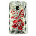 Bling flower Crystals Hard Cases Covers For Sony Ericsson X10i - Red