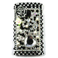 Bling flowers 3D Crystals Hard Cases Covers For Sony Ericsson X10i - Black