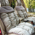 Car Seat Covers Cushion Winter Plush pads Leopard grain suede fabric Eiderdown - Grey