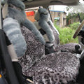 Winter Fleece Leopard Auto Seat Cushion Warm Plush Car Seat Covers - Gray