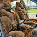 Winter Fleece Tiger Print grain Car Seat Cushion Warm Plush Auto Seat Covers - Brown