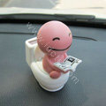 Cute Shake head doll Solar toilet sunny shook head doll Car decoration - Pink