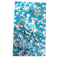 Flower 3D bling crystal cases covers for your mobile phone model - Blue