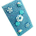 Flower 3D bling crystal cases skin for your mobile phone model - Blue