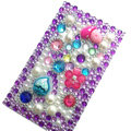 Flower 3D bling crystal cases skin for your mobile phone model - Purple
