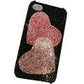 Bling covers Two Heart diamond crystal cases for iPhone 4G - Pink