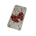 Bling covers bowknot diamond crystal cases for iPhone 4G - Red