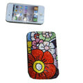 Luxury Bling Holster covers Flower diamond crystal cases for iPhone 4G - Red